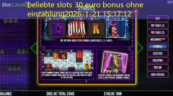 beliebte slots 30 euro bonus ohne einzahlung